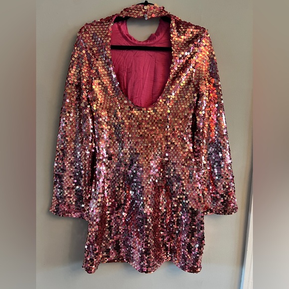 *New* Anthropologie Maeve Long-Sleeve Mock-Neck Sequin Mini Dress, Size Medium - Picture 6 of 8